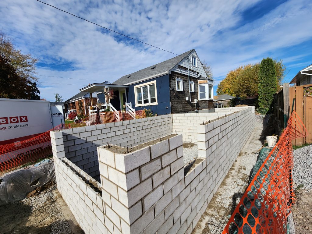Building the foundation for a new addition on a family home. Welland, ON