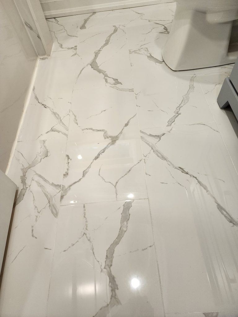 New bathroom flooring tile.