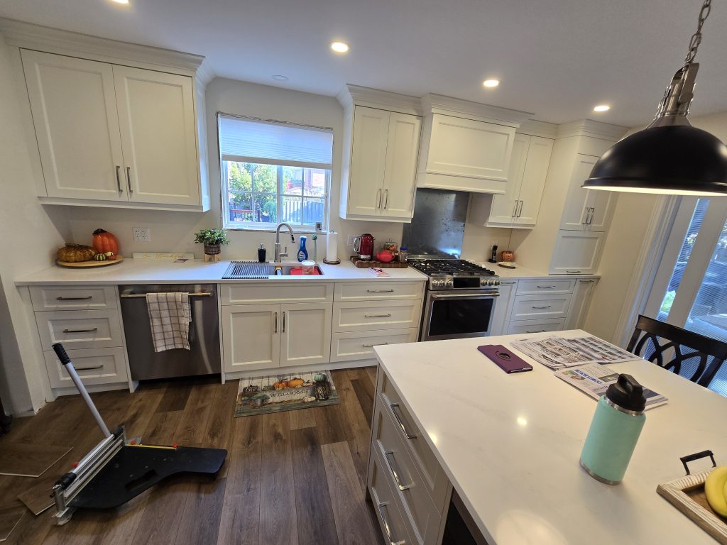 Newly renovated kitchen cupboards.